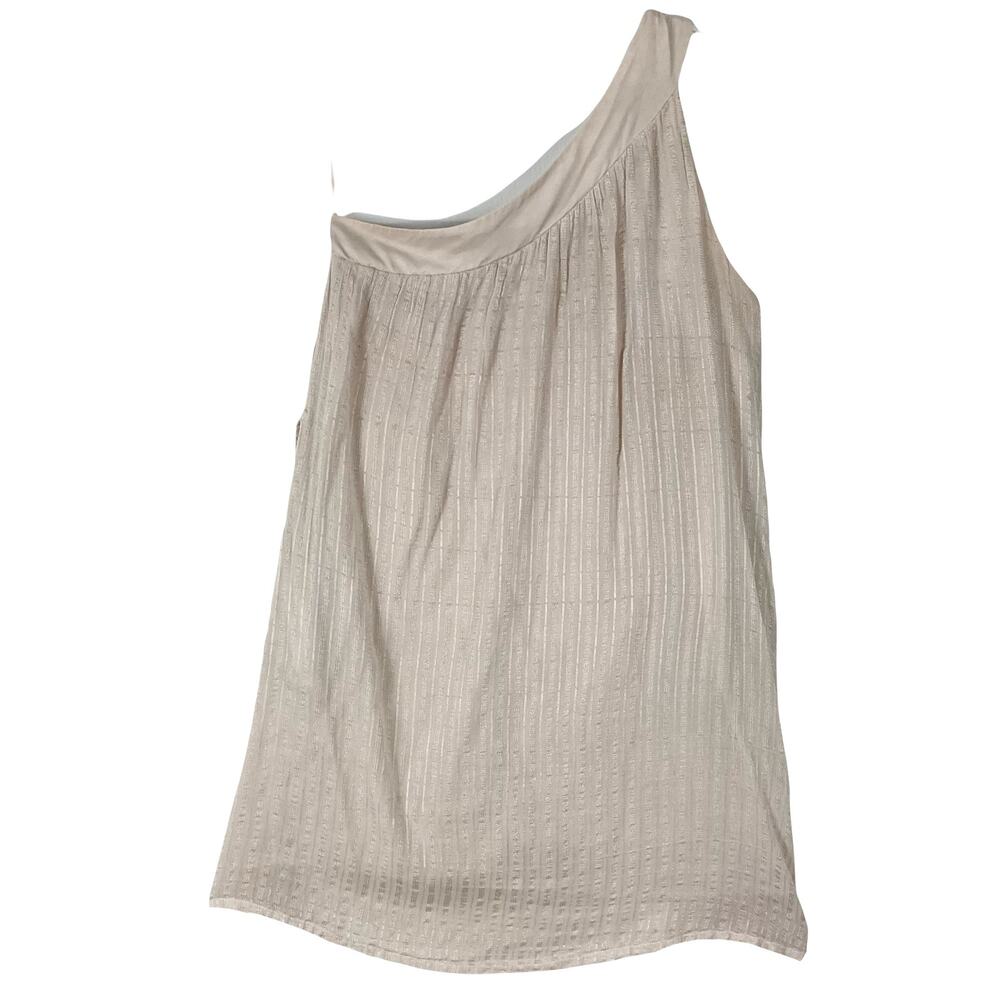 SYSTEMACTION Dress 38/US 8 Beige Shiny 1 Shoulder Bow Belt Pocket Lined